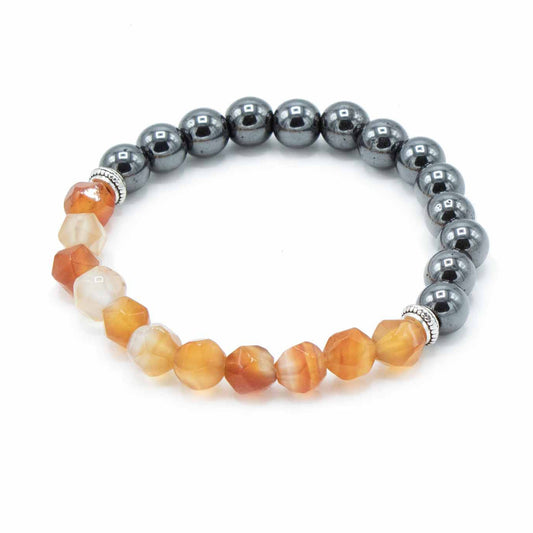 Faceted Gemstone Bracelet - Carnelian / Luck product packaging on clean background from Quintessential Holistic Health Ltd