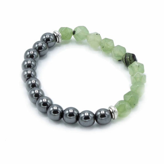 Faceted Gemstone Bracelet - Jade / Wealth product packaging on clean background from Quintessential Holistic Health Ltd