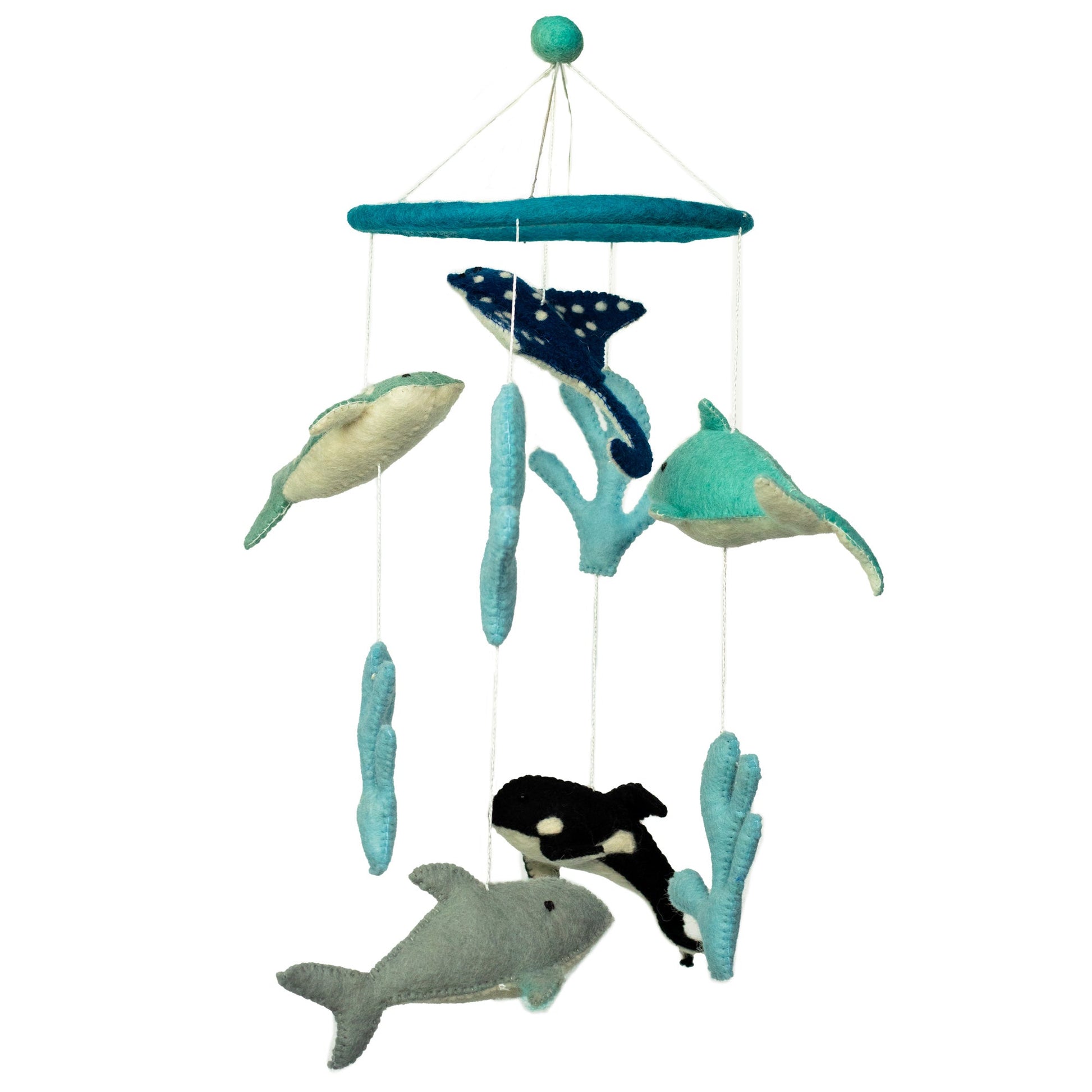 Handmade Childs Nursery Felt Mobile - Sealife product packaging on clean background from Quintessential Holistic Health Ltd
