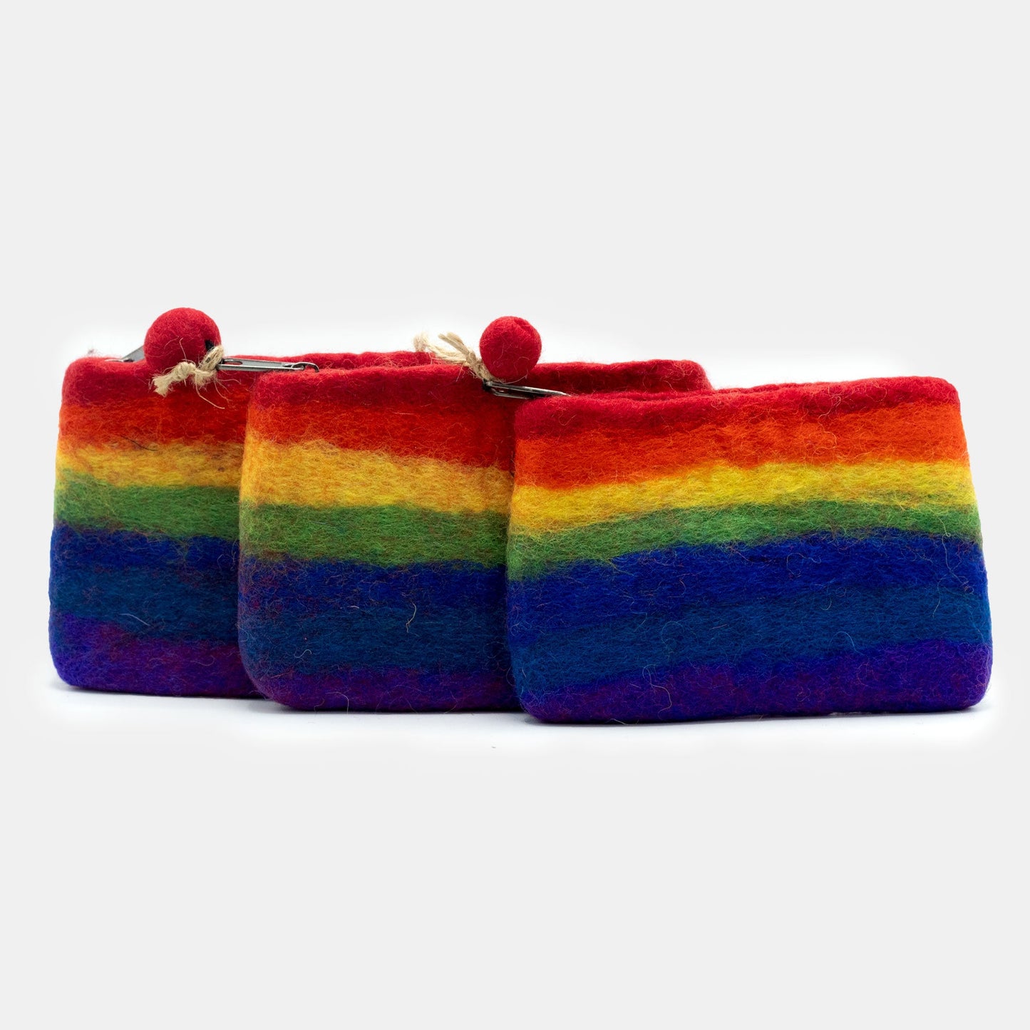 Handmade Natural Felt Purse or Pouch with Zip - Assorted Colours / Rainbow product packaging on clean background from Quintessential Holistic Health Ltd