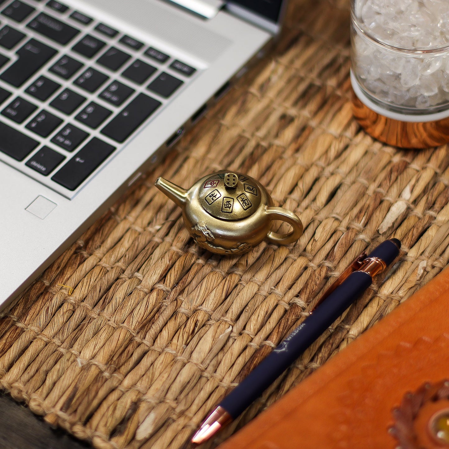 Feng Shui Fortune Spinner - Lucky Teapot with Dice product packaging on clean background from Quintessential Holistic Health Ltd