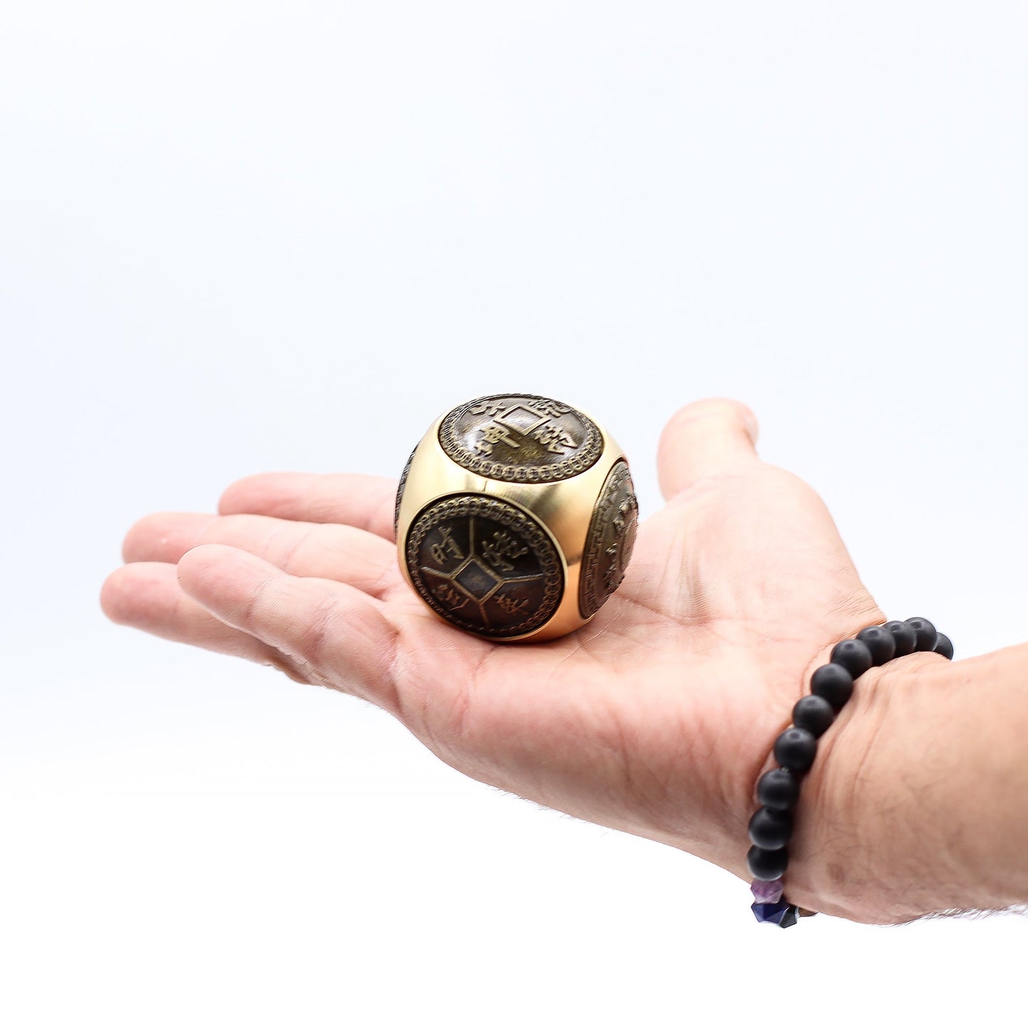 Feng Shui Fortune Spinner - Large / Rounded Wealth Dice product packaging on clean background from Quintessential Holistic Health Ltd