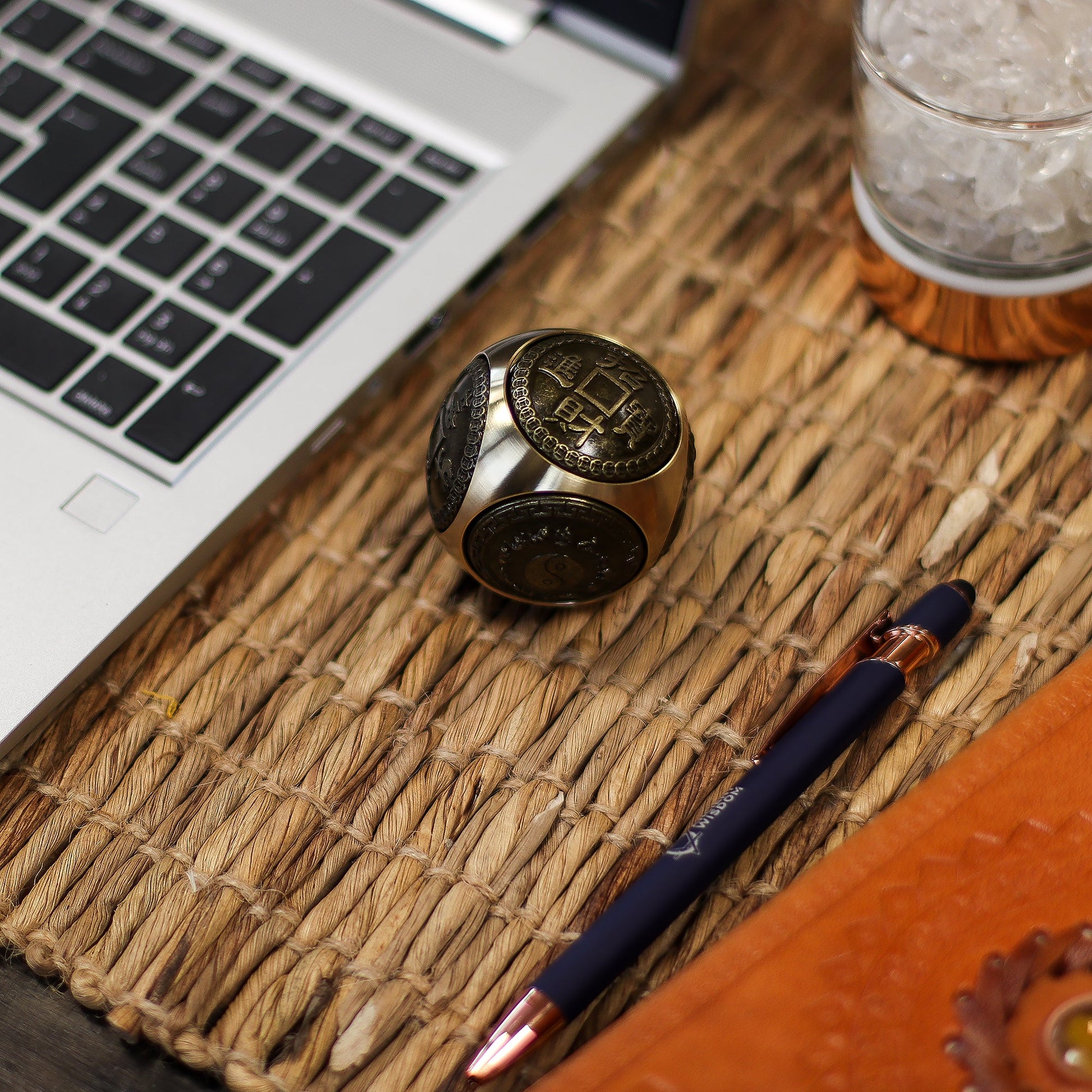 Feng Shui Fortune Spinner - Large / Rounded Wealth Dice product packaging on clean background from Quintessential Holistic Health Ltd