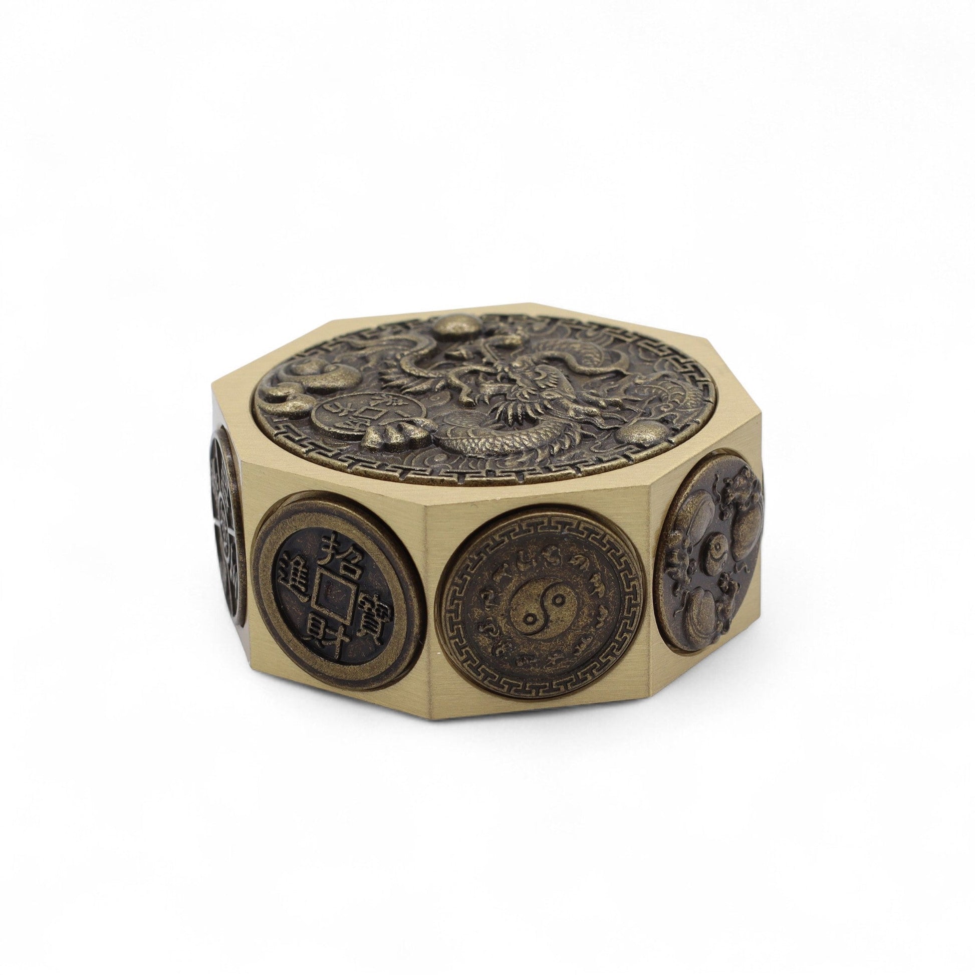 Feng Shui Fortune Spinner - Lucky Cat and Dragon / Protection and Prosperity product packaging on clean background from Quintessential Holistic Health Ltd