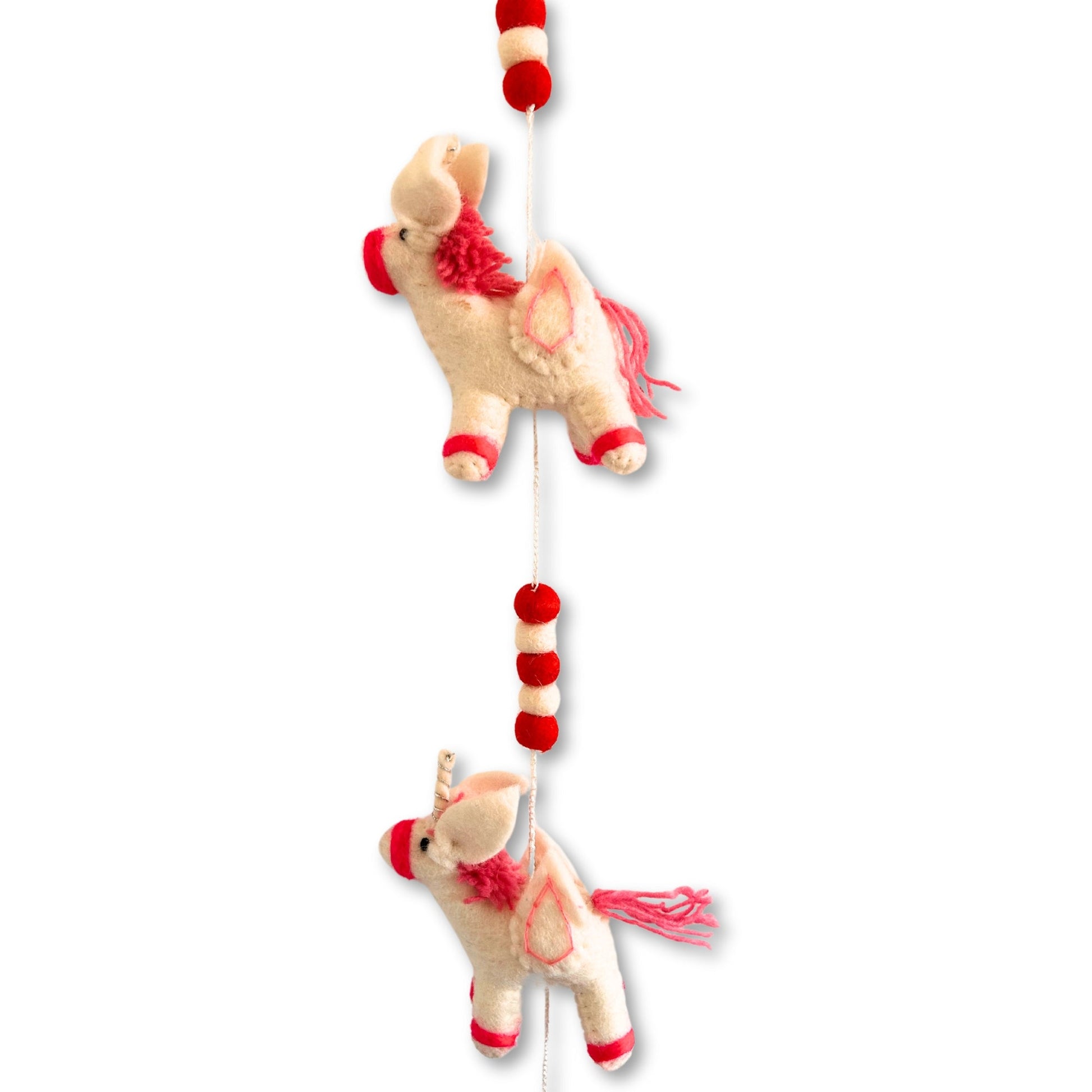 Handmade Childs Nursery Felt Wall or Ceiling Hanging - Unicorns product packaging on clean background from Quintessential Holistic Health Ltd