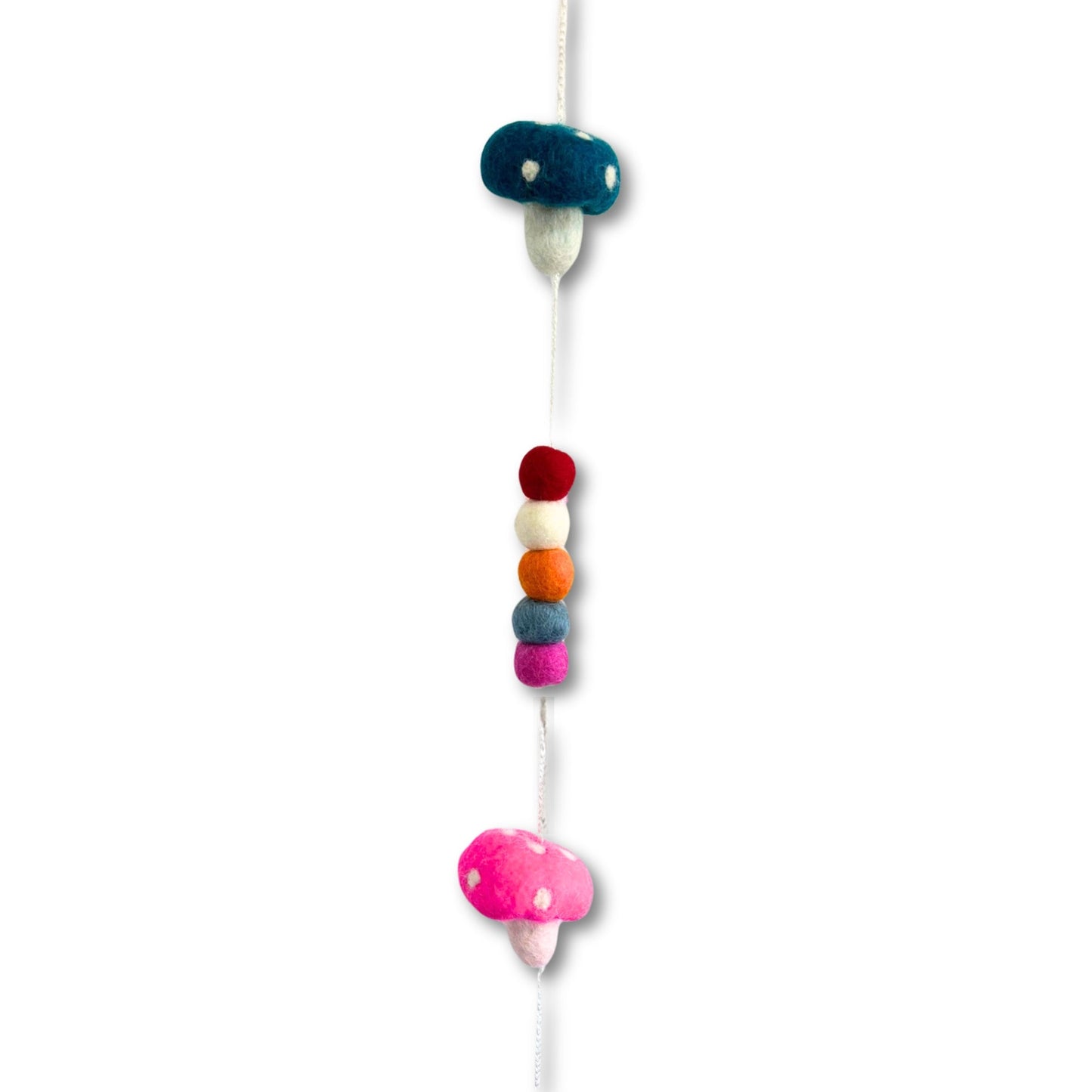 Handmade Childs Nursery Felt Wall or Ceiling Hanging - Mushrooms / Random Colour product packaging on clean background from Quintessential Holistic Health Ltd