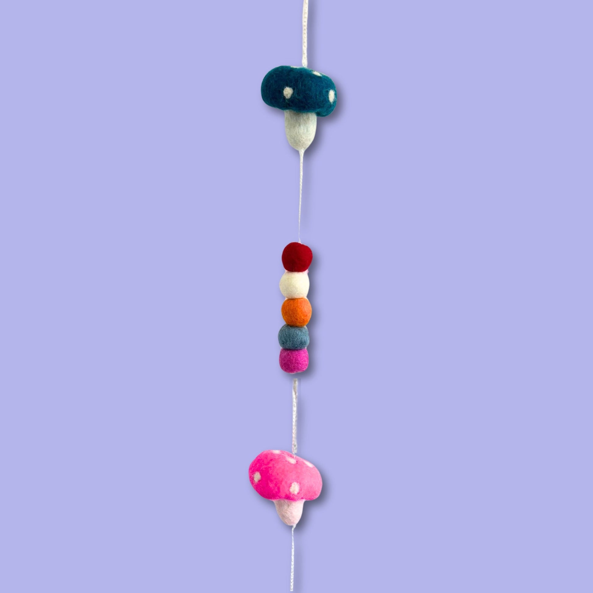 Handmade Childs Nursery Felt Wall or Ceiling Hanging - Mushrooms / Random Colour product packaging on clean background from Quintessential Holistic Health Ltd