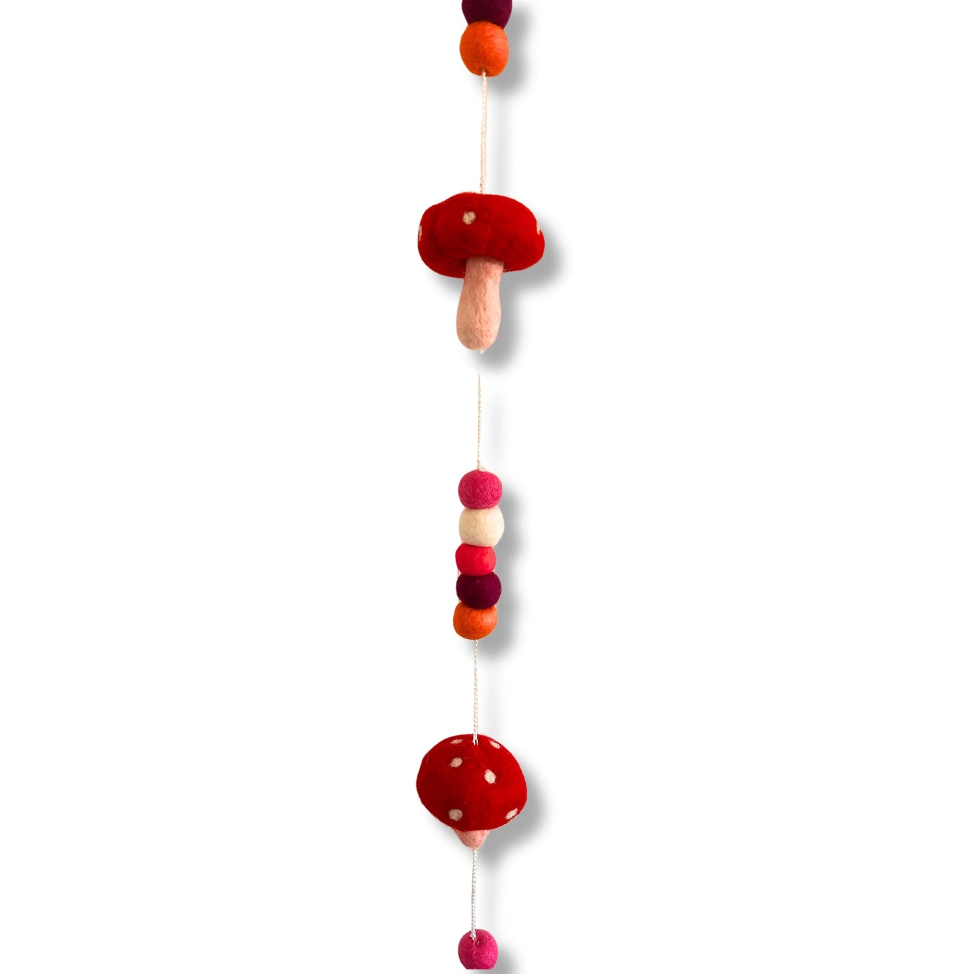 Handmade Childs Nursery Felt Wall or Ceiling Hanging - Red Mushrooms product packaging on clean background from Quintessential Holistic Health Ltd