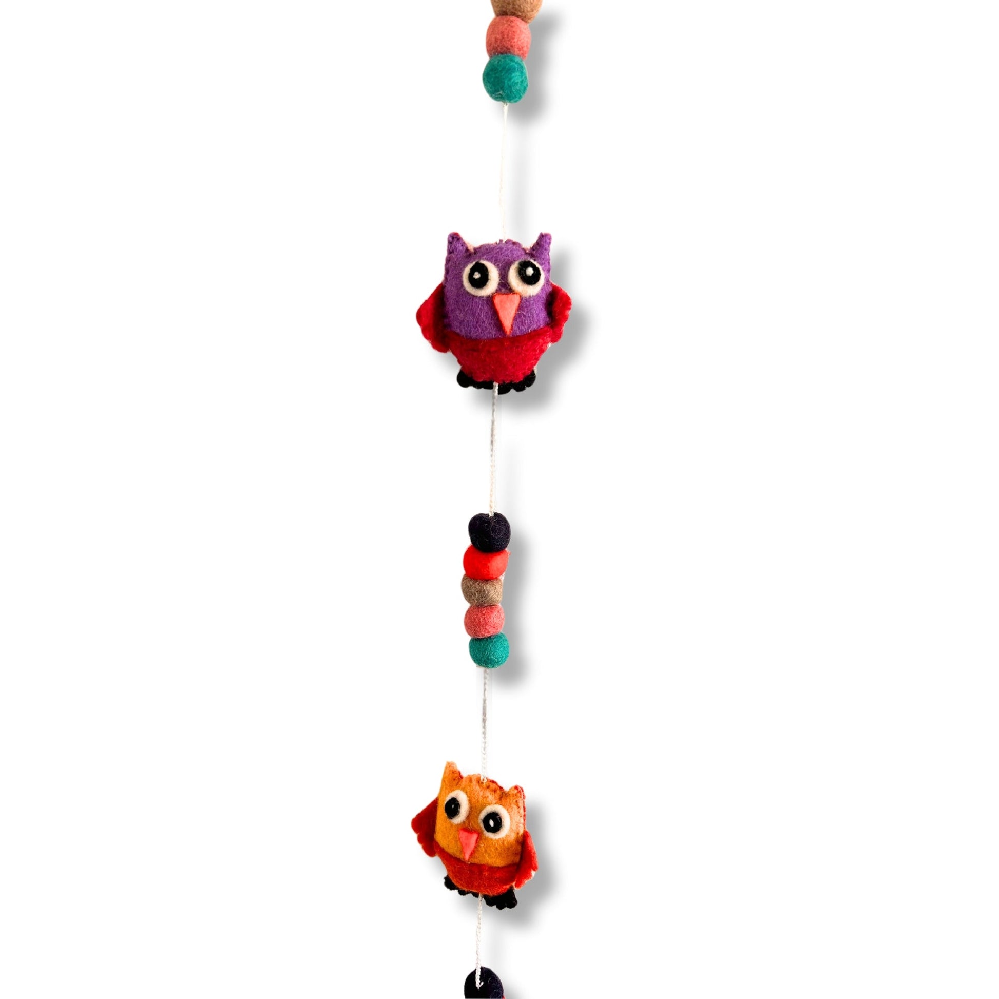 Handmade Childs Nursery Felt Wall or Ceiling Hanging - Owls / Random Colours product packaging on clean background from Quintessential Holistic Health Ltd