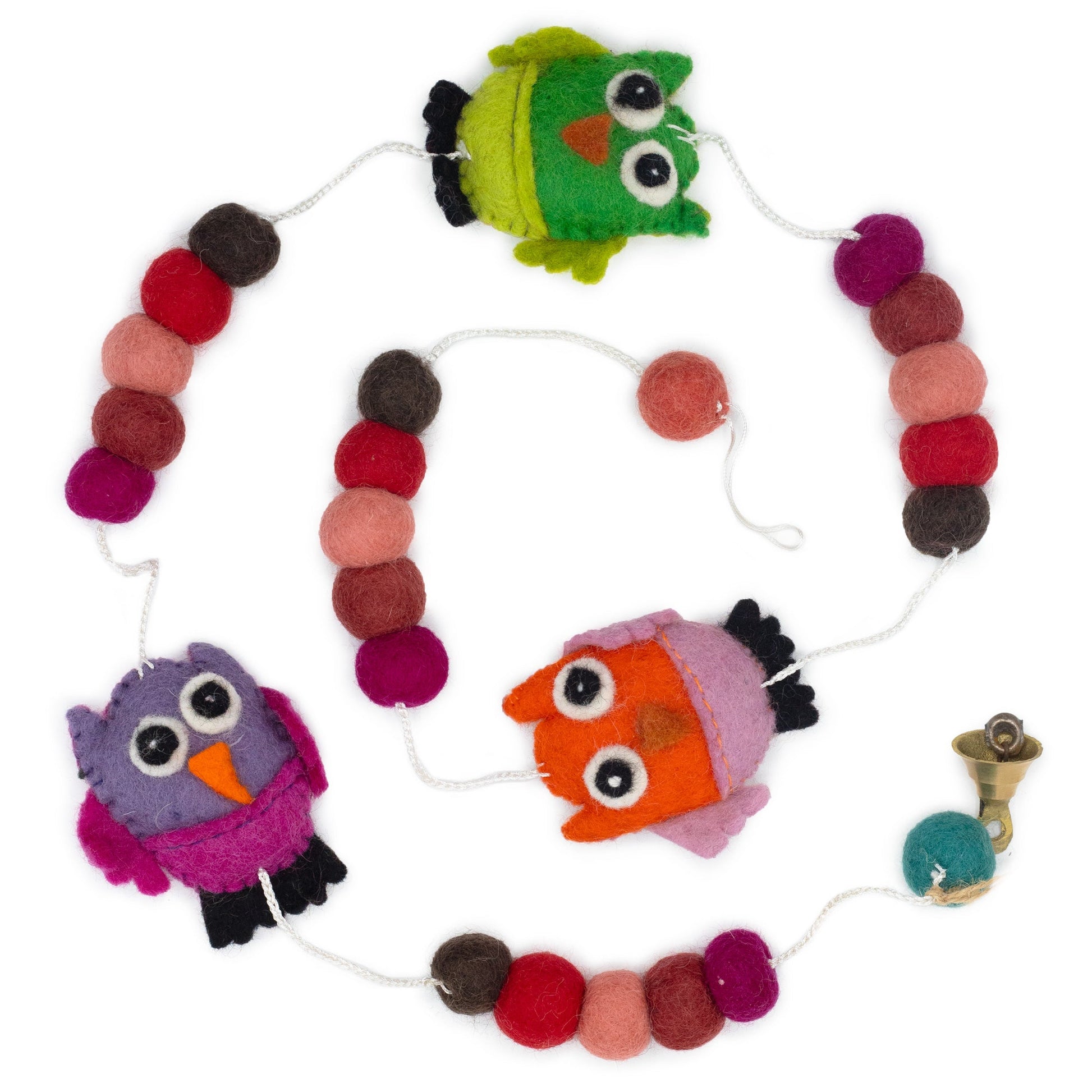 Handmade Childs Nursery Felt Wall or Ceiling Hanging - Owls / Random Colours product packaging on clean background from Quintessential Holistic Health Ltd