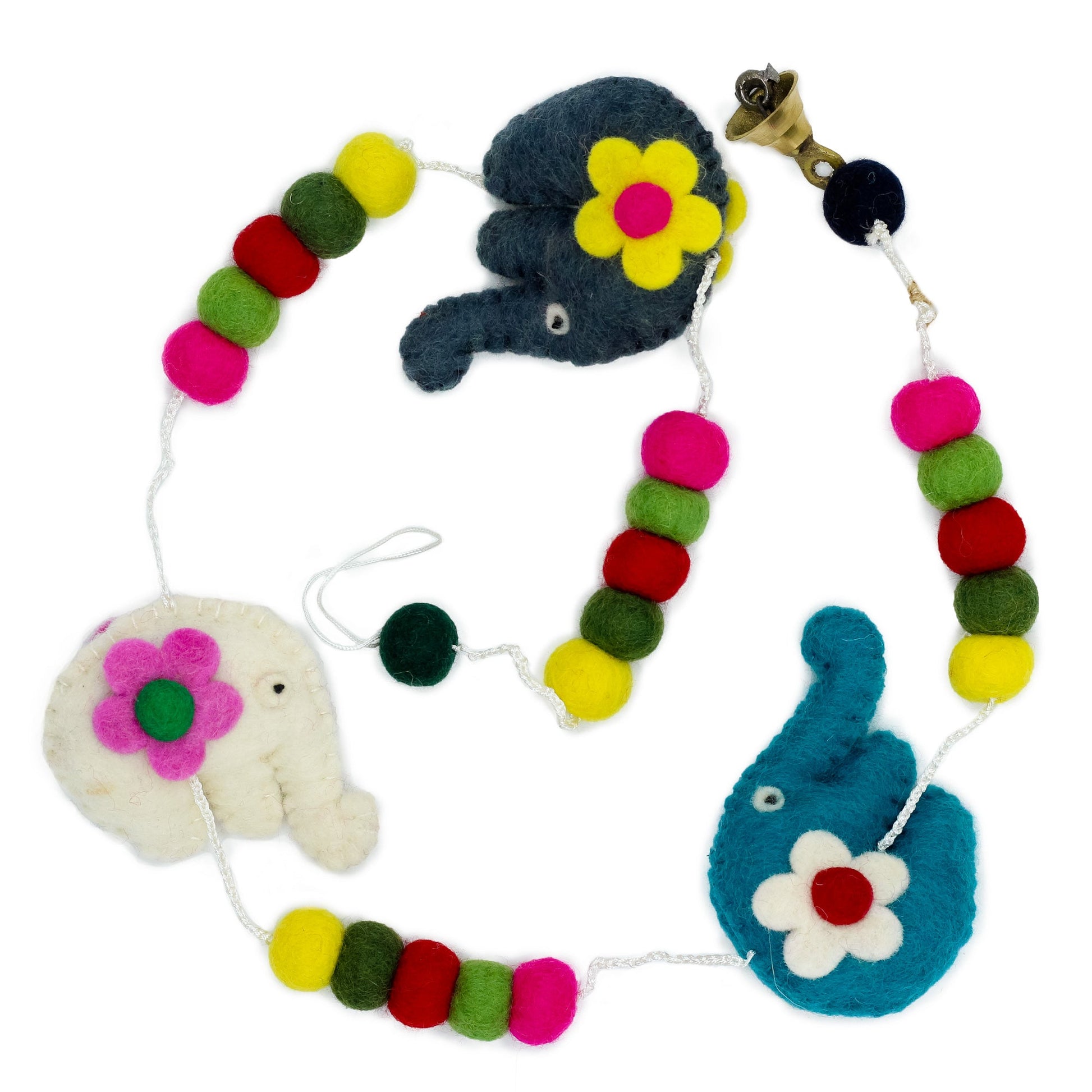 Handmade Childs Nursery Felt Wall or Ceiling Hanging - Elephants / Random Colours product packaging on clean background from Quintessential Holistic Health Ltd