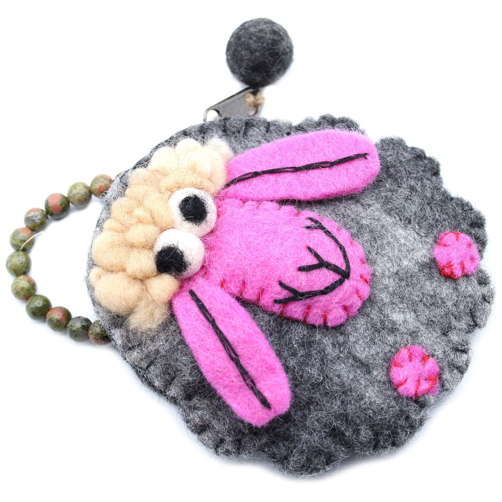 Handmade Natural Felt Purse or Pouch with Zip - Assorted Colours / Happy Sheep product packaging on clean background from Quintessential Holistic Health Ltd