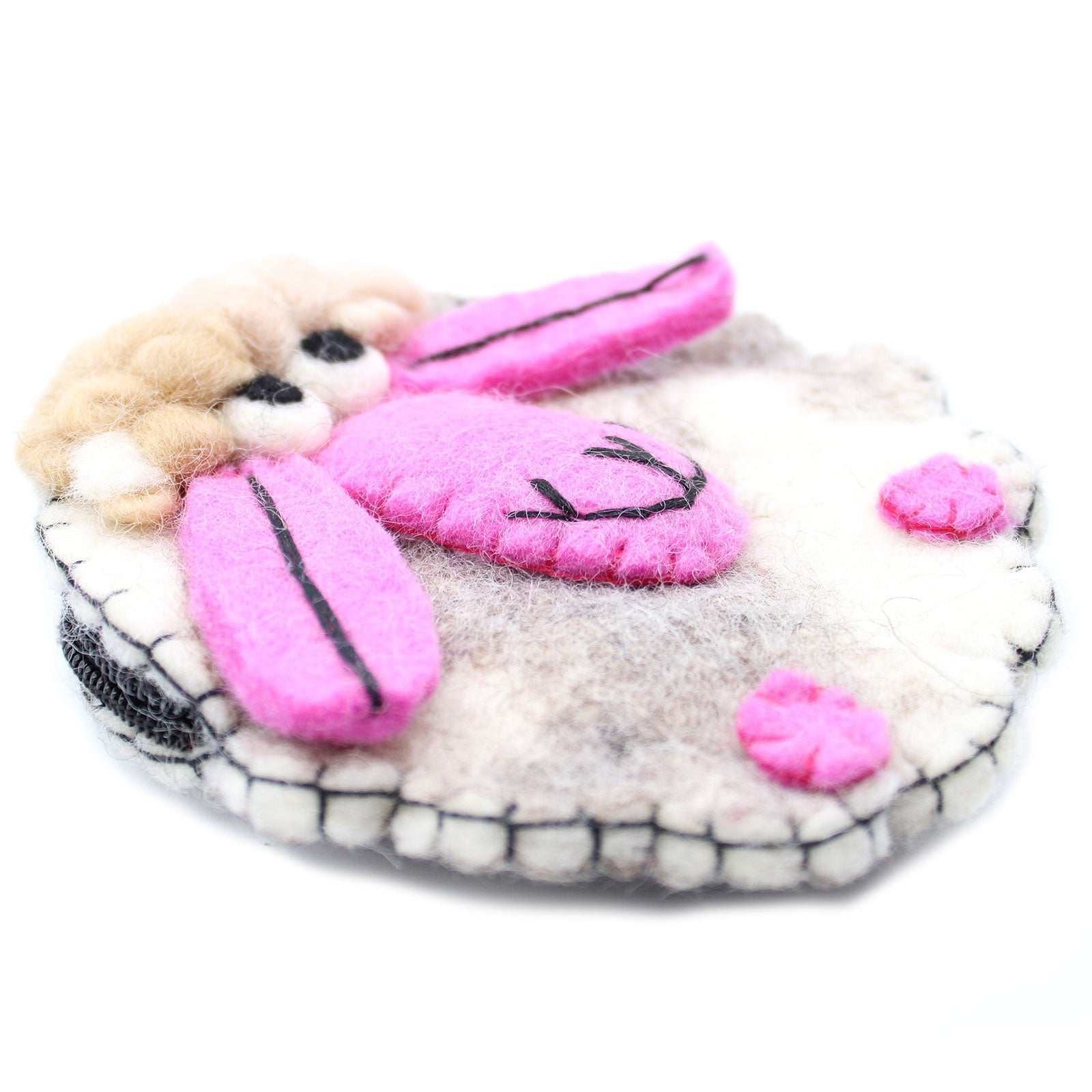 Handmade Natural Felt Purse or Pouch with Zip - Assorted Colours / Happy Sheep product packaging on clean background from Quintessential Holistic Health Ltd