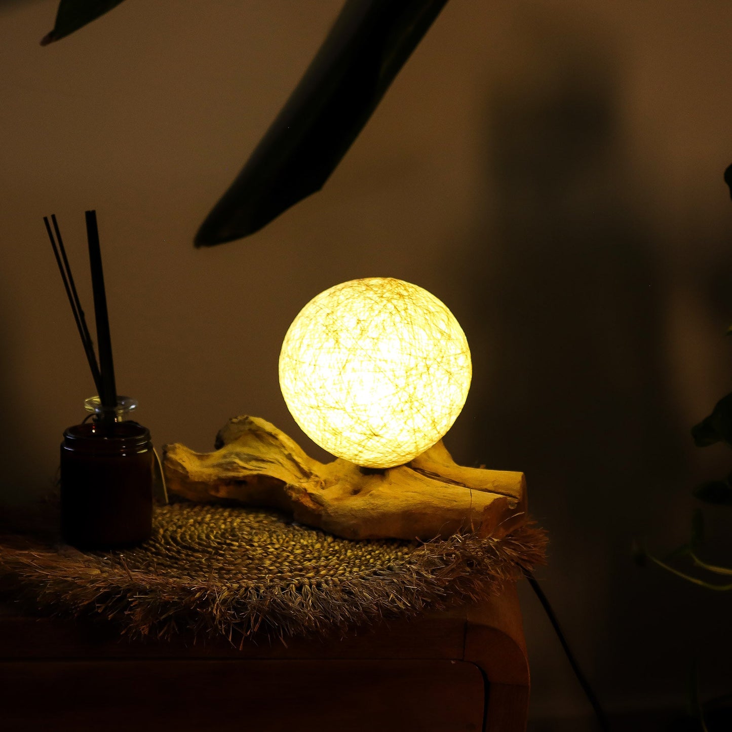 Natural Driftwood LED Glow Lamp - Cotton Wrap Cream Shade product packaging on clean background from Quintessential Holistic Health Ltd