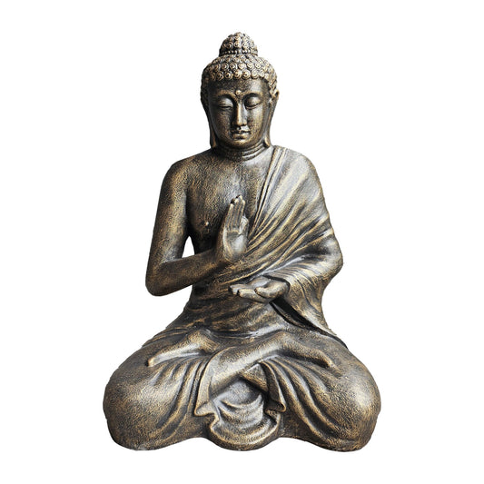 Handmade Concrete and Resin Buddha Meditating in a Stupa Pose Statue - Antique Gold - Medium - 1.5m Tall - main product image from Quintessential Holistic Health Ltd UK