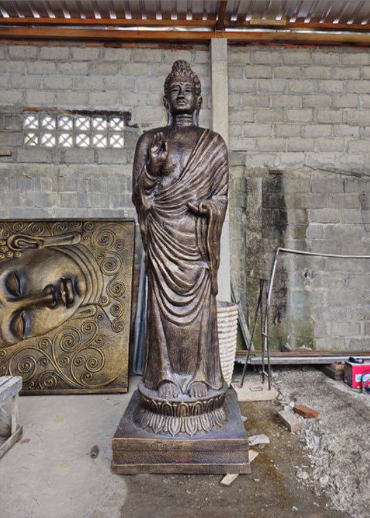 Handmade Concrete and Resin Buddha - Extra Large / 3m Tall / Antique Gold product packaging on clean background from Quintessential Holistic Health Ltd