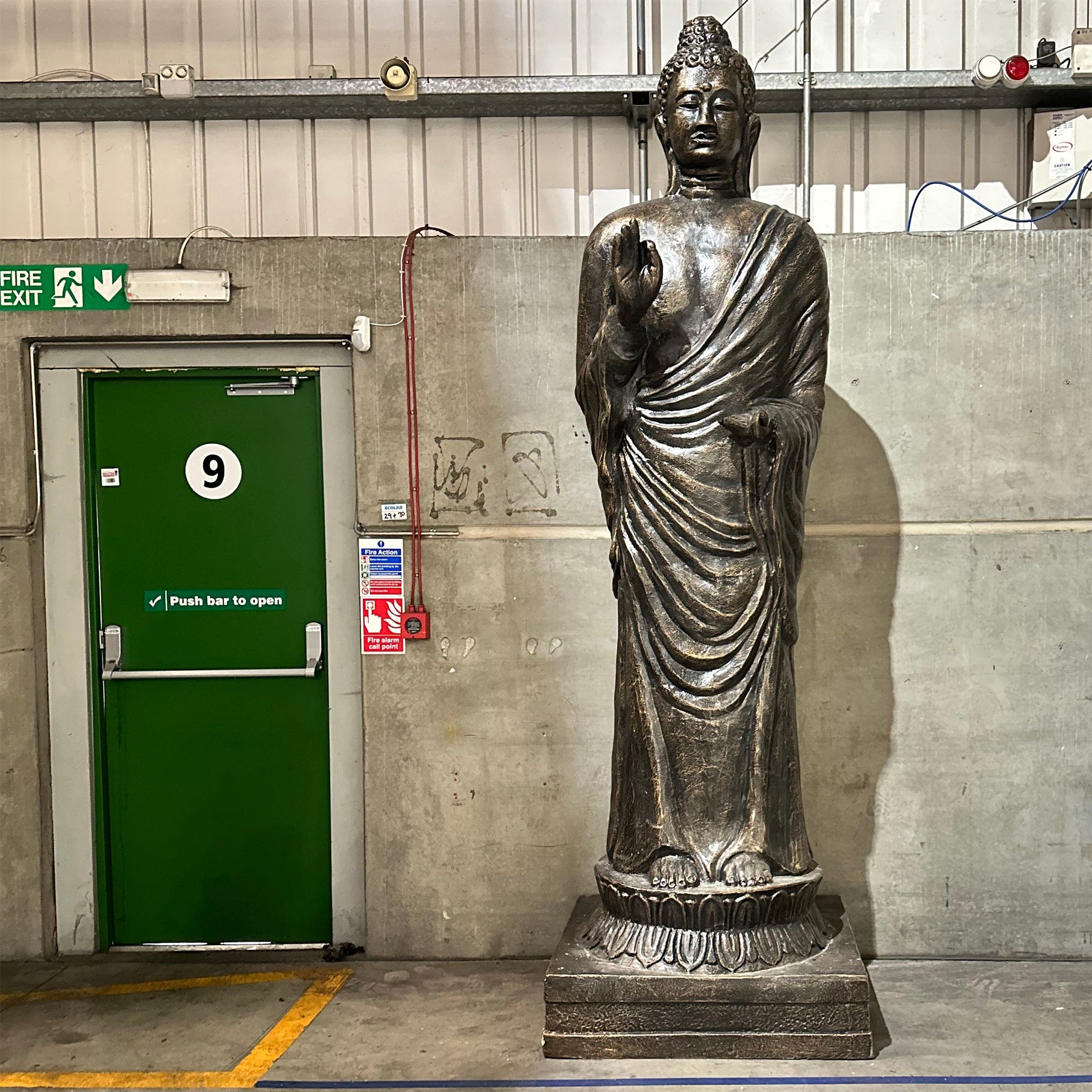 Handmade Concrete and Resin Buddha - Extra Large / 3m Tall / Antique Gold product packaging on clean background from Quintessential Holistic Health Ltd
