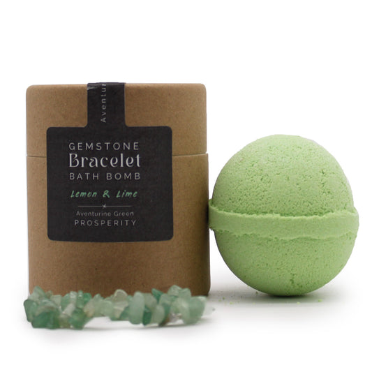 Green Aventurine Bracelet Bath Bomb - Lemon and Lime, bath-product form and surface finish visible in image 1 from Quintessential Holistic Health.