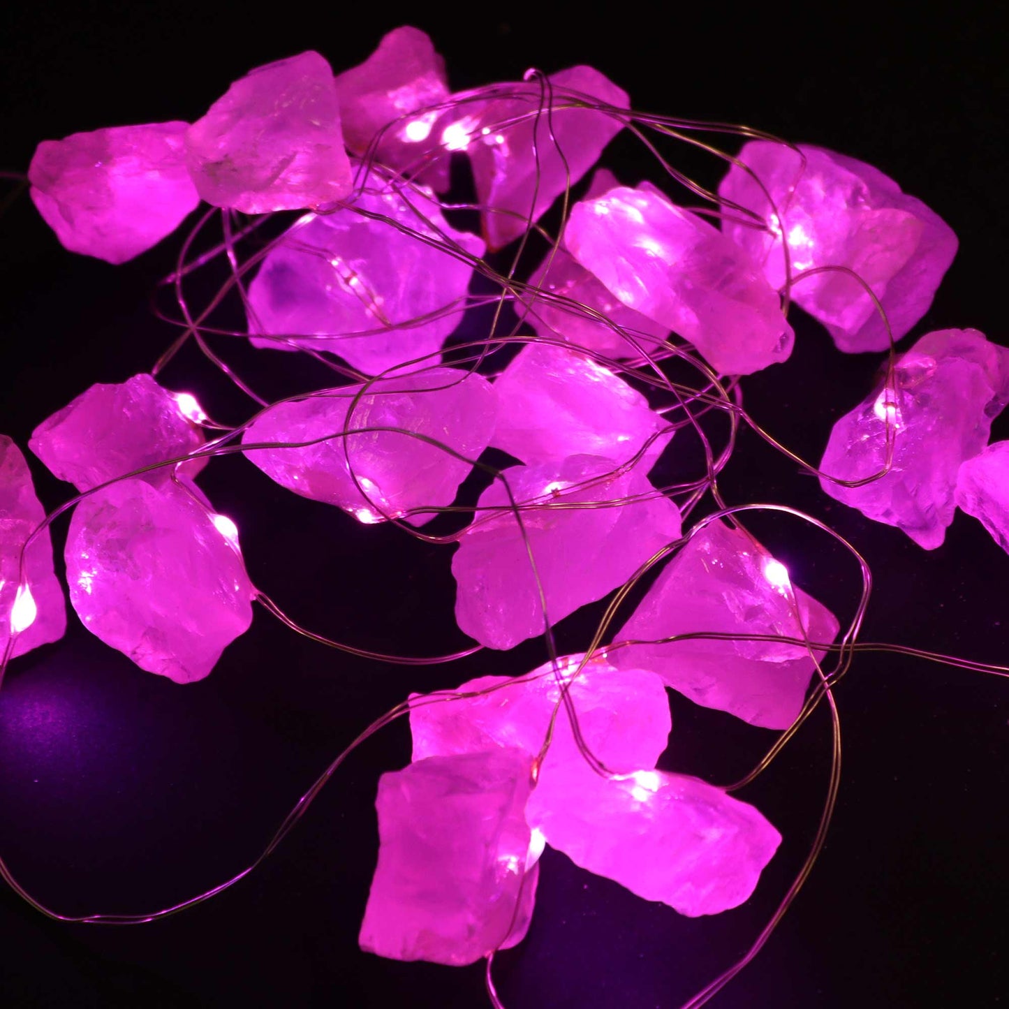 Gemstone Indoor Enchantment Lights - Rose Quartz product packaging on clean background from Quintessential Holistic Health Ltd