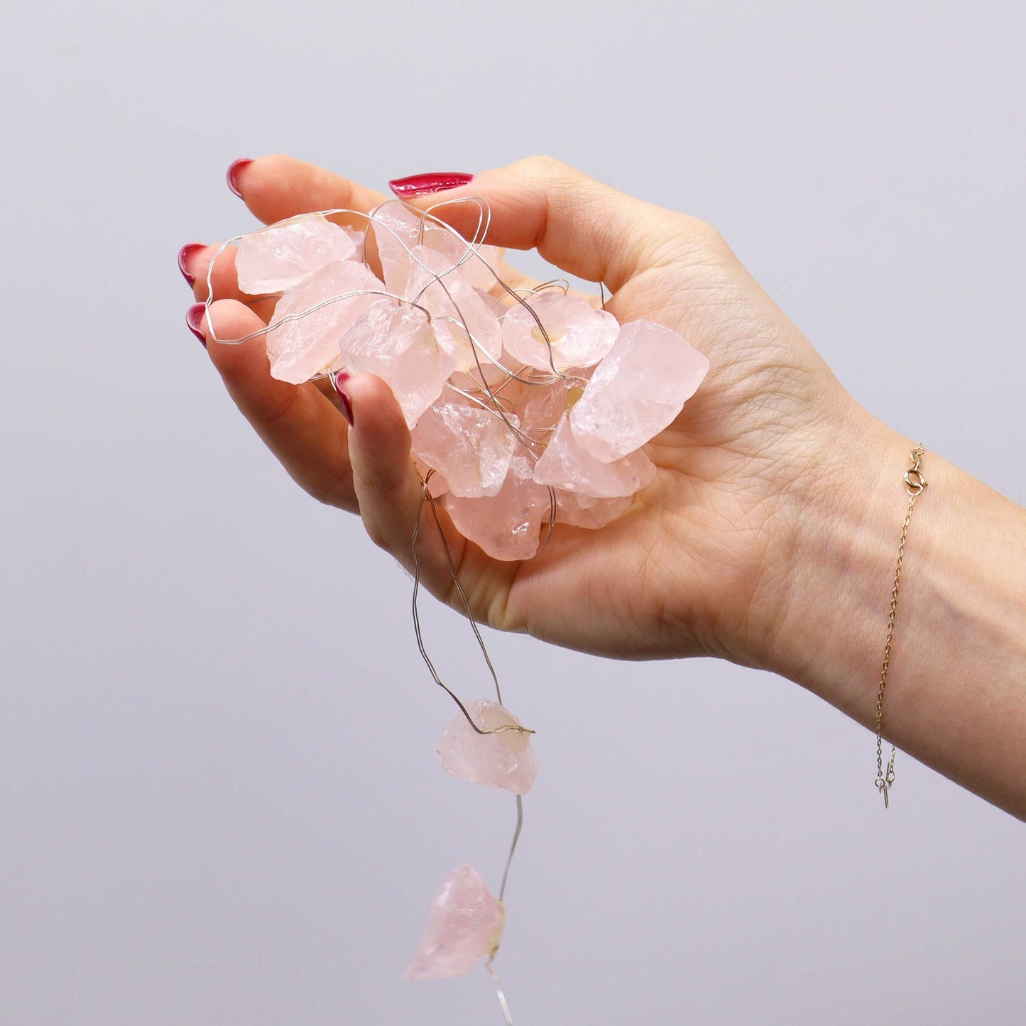 Gemstone Indoor Enchantment Lights - Rose Quartz product packaging on clean background from Quintessential Holistic Health Ltd