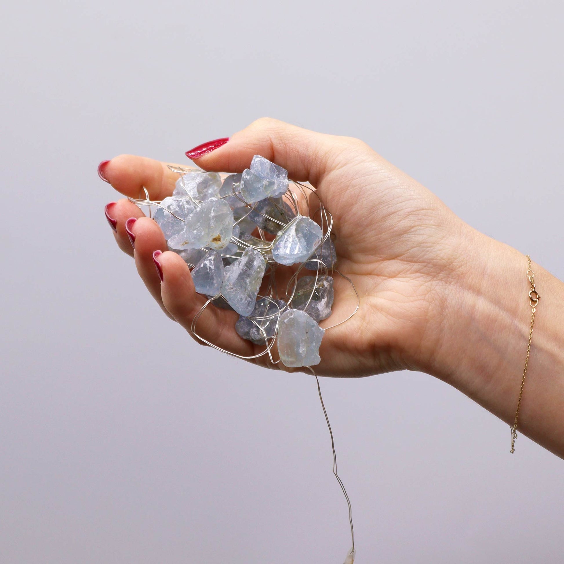 Gemstone Indoor Enchantment Lights - Celestite product packaging on clean background from Quintessential Holistic Health Ltd