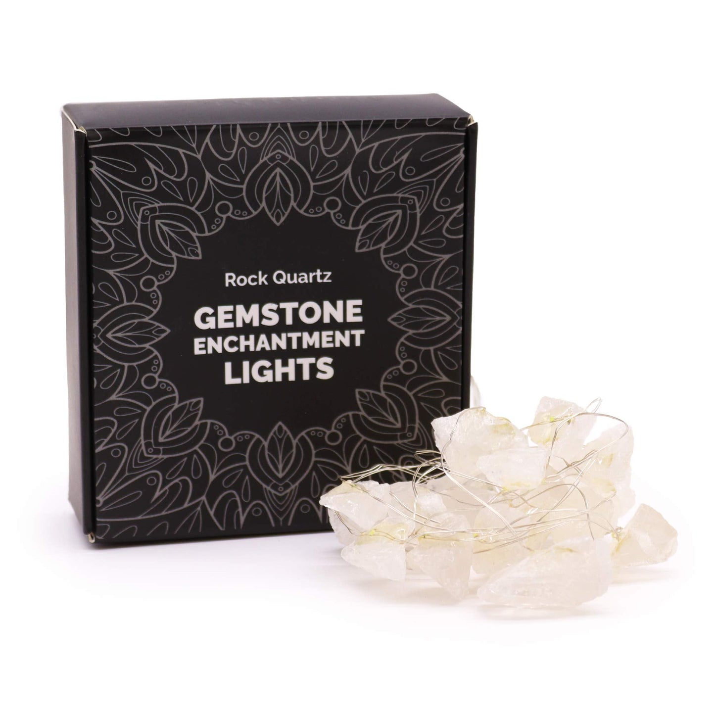 Gemstone Indoor Enchantment Lights - Rock Quartz product packaging on clean background from Quintessential Holistic Health Ltd