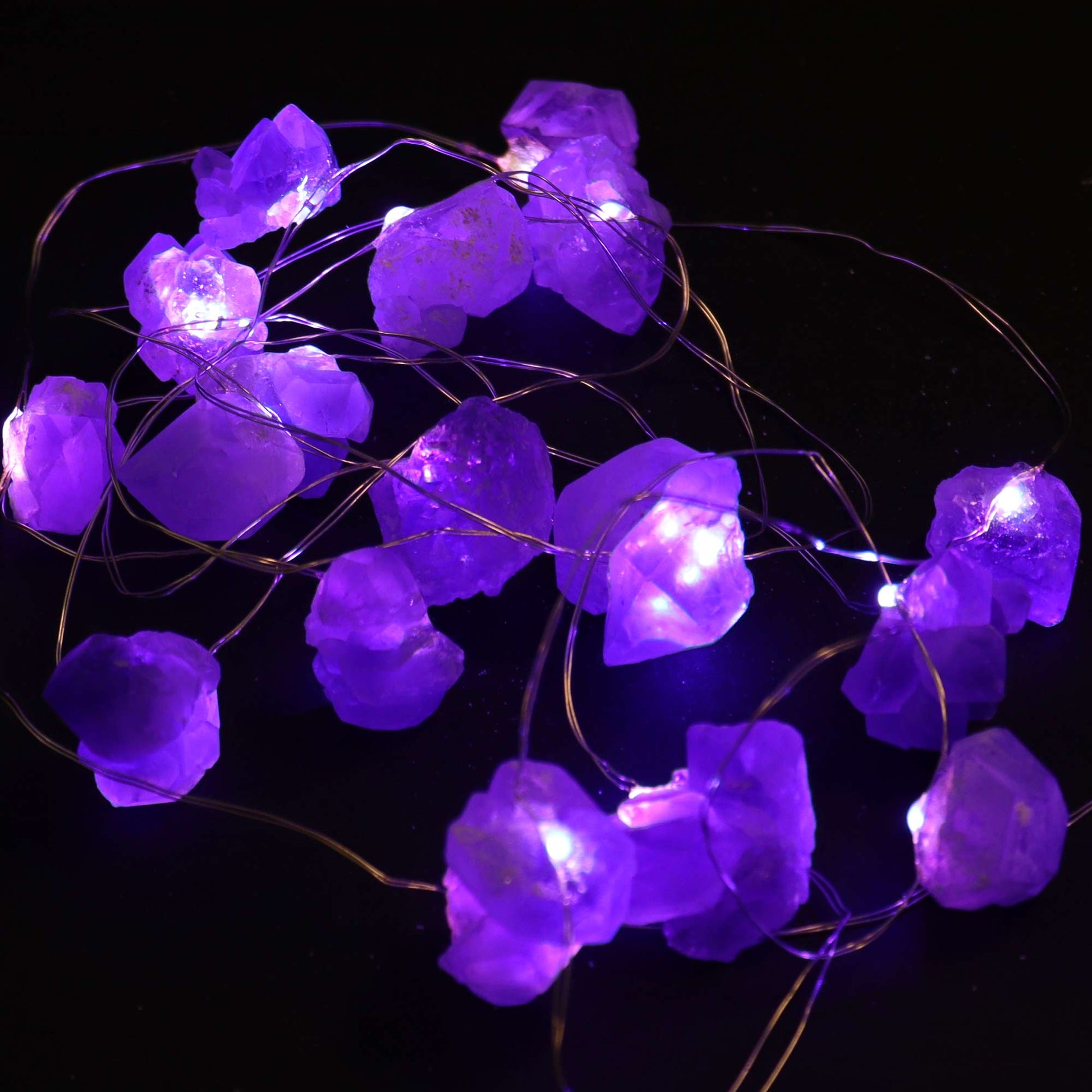 Gemstone Indoor Enchantment Lights - Amethyst product packaging on clean background from Quintessential Holistic Health Ltd