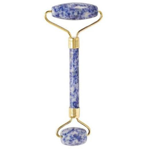 Gemstone Face Roller - Sodalite with mottled blue roller stones and gold-tone frame by Quintessential Holistic Health Ltd