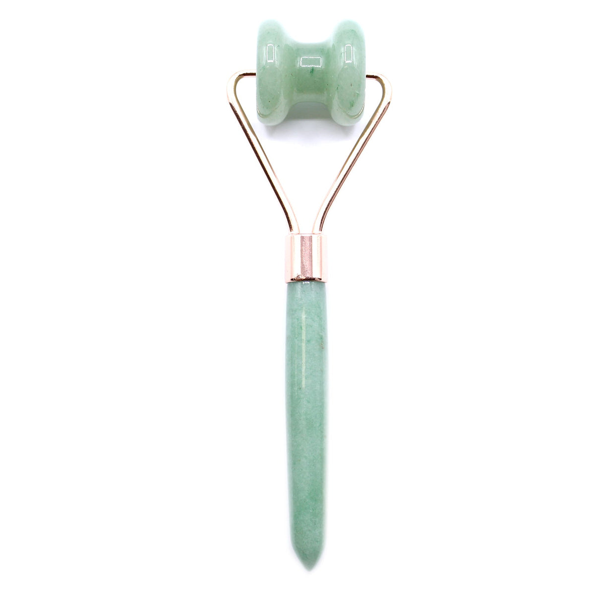 Gemstone Jawline Roller - Jade with a pale green double-notched roller and tapered green handle by Quintessential Holistic Health Ltd