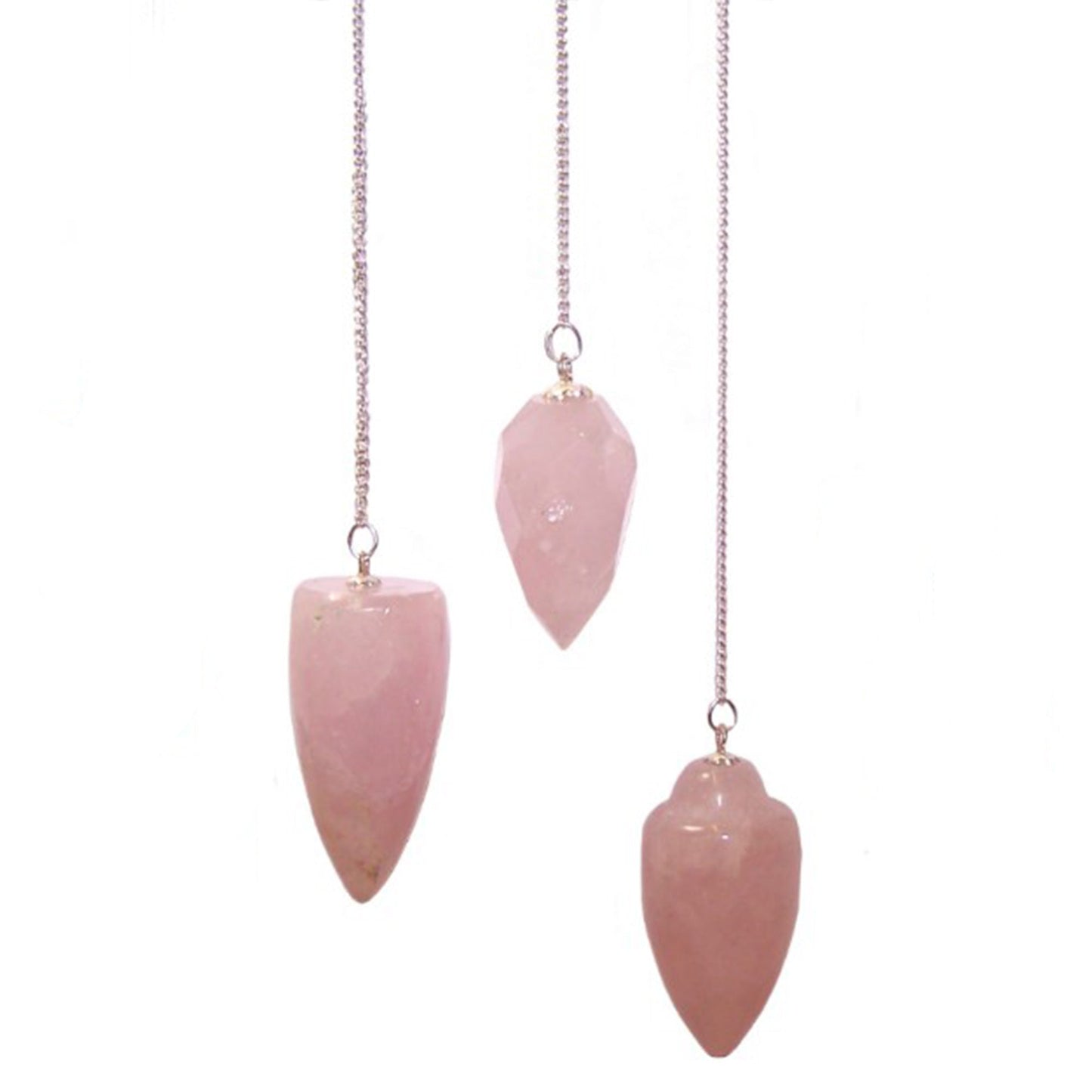 1 x Random Handmade Magic Radiesthesia Pendulum - Rose Quartz Gemstone product packaging on clean background from Quintessential Holistic Health Ltd
