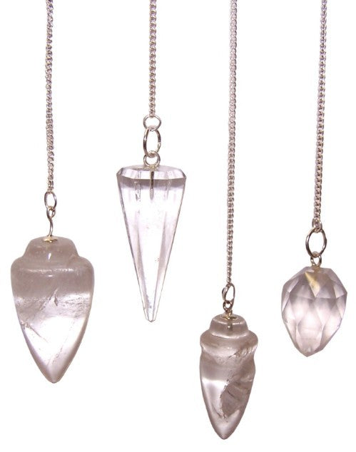 1 x Random Handmade Magic Radiesthesia Pendulum - Rock Quartz Gemstone product packaging on clean background from Quintessential Holistic Health Ltd
