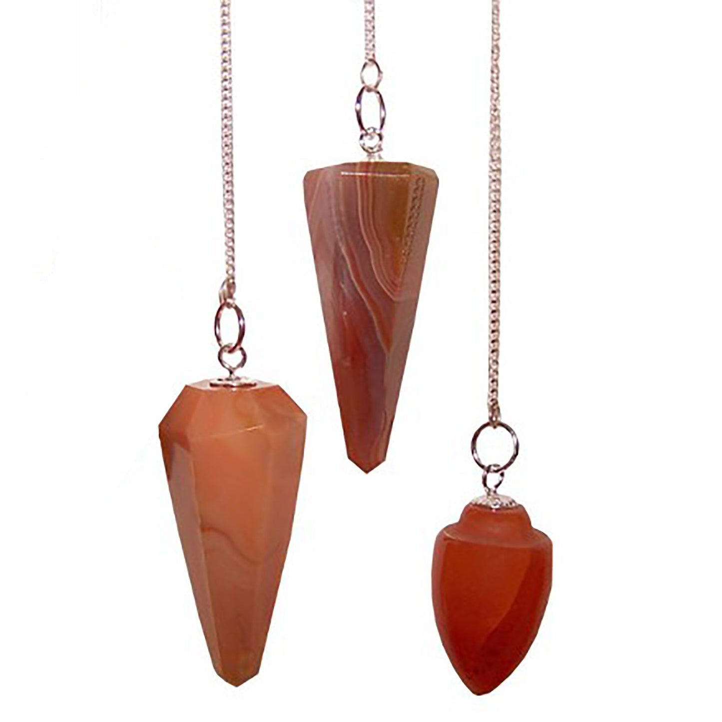 1 x Random Handmade Magic Radiesthesia Pendulum - Carnelian Gemstone product packaging on clean background from Quintessential Holistic Health Ltd