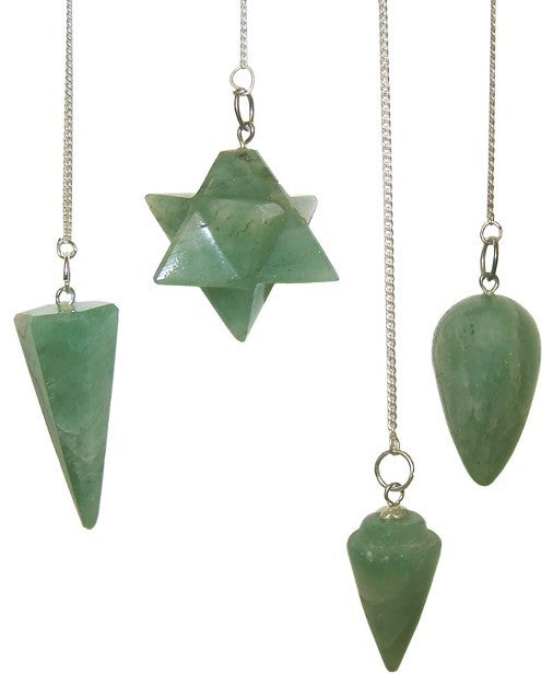 1 x Random Handmade Magic Radiesthesia Pendulum - Green Aventurine Gemstone product packaging on clean background from Quintessential Holistic Health Ltd