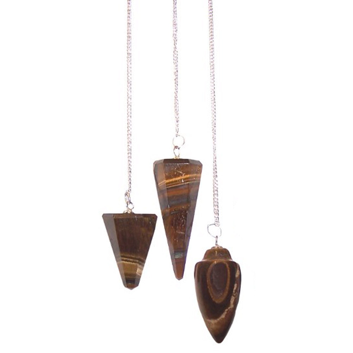 1 x Random Handmade Magic Radiesthesia Pendulum - Tigers Eye Gemstone product packaging on clean background from Quintessential Holistic Health Ltd