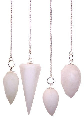 1 x Random Handmade Magic Radiesthesia Pendulum - Snow Quartz Gemstone product packaging on clean background from Quintessential Holistic Health Ltd