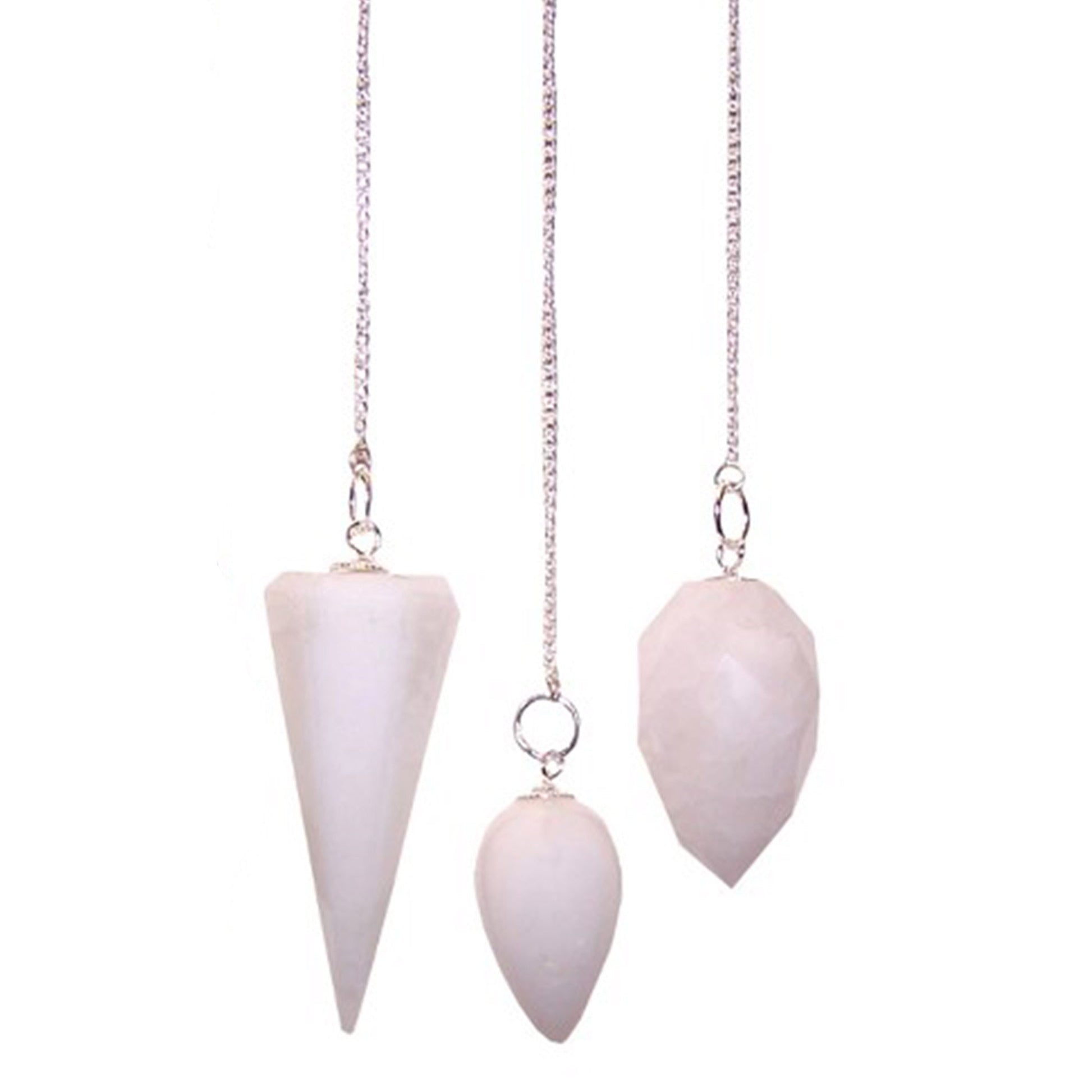 1 x Random Handmade Magic Radiesthesia Pendulum - Snow Quartz Gemstone product packaging on clean background from Quintessential Holistic Health Ltd
