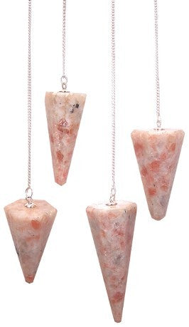 1 x Random Handmade Magic Radiesthesia Pendulum - Sunstone Gemstone product packaging on clean background from Quintessential Holistic Health Ltd