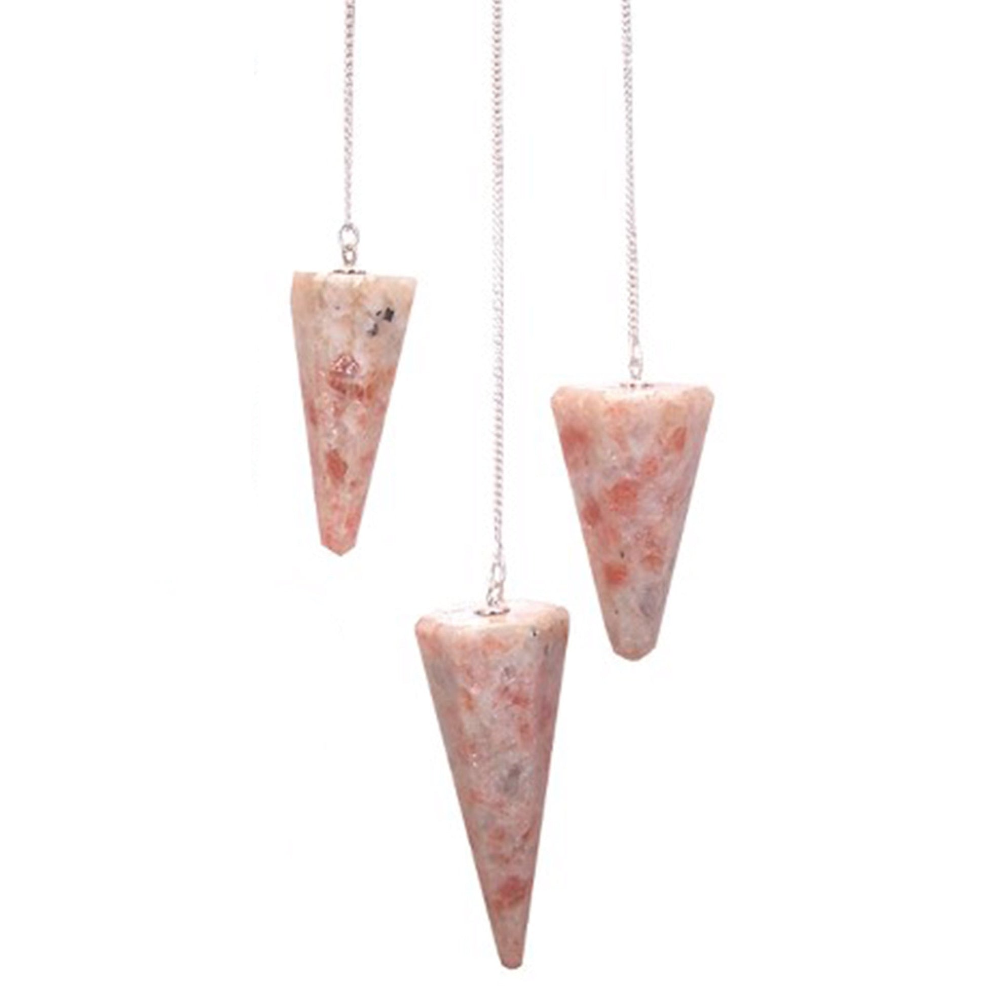 1 x Random Handmade Magic Radiesthesia Pendulum - Sunstone Gemstone product packaging on clean background from Quintessential Holistic Health Ltd