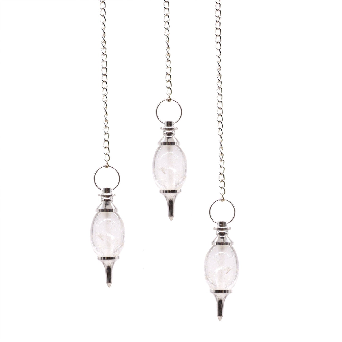 1 x Handmade Ligham Ovular Radiesthesia Pendulum - Rock Quartz product packaging on clean background from Quintessential Holistic Health Ltd