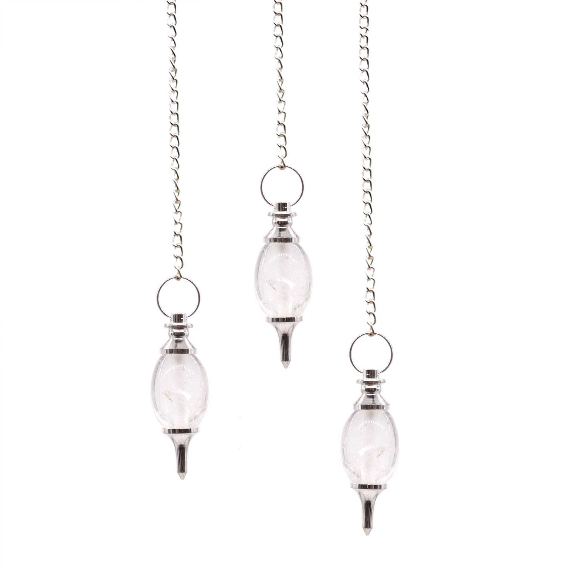 1 x Handmade Ligham Ovular Radiesthesia Pendulum - Rock Quartz product packaging on clean background from Quintessential Holistic Health Ltd