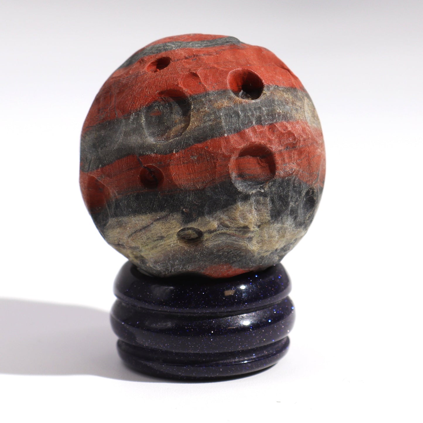 Red Jasper Gemstone Planet and Goldstone Stand - Mars product packaging on clean background from Quintessential Holistic Health Ltd