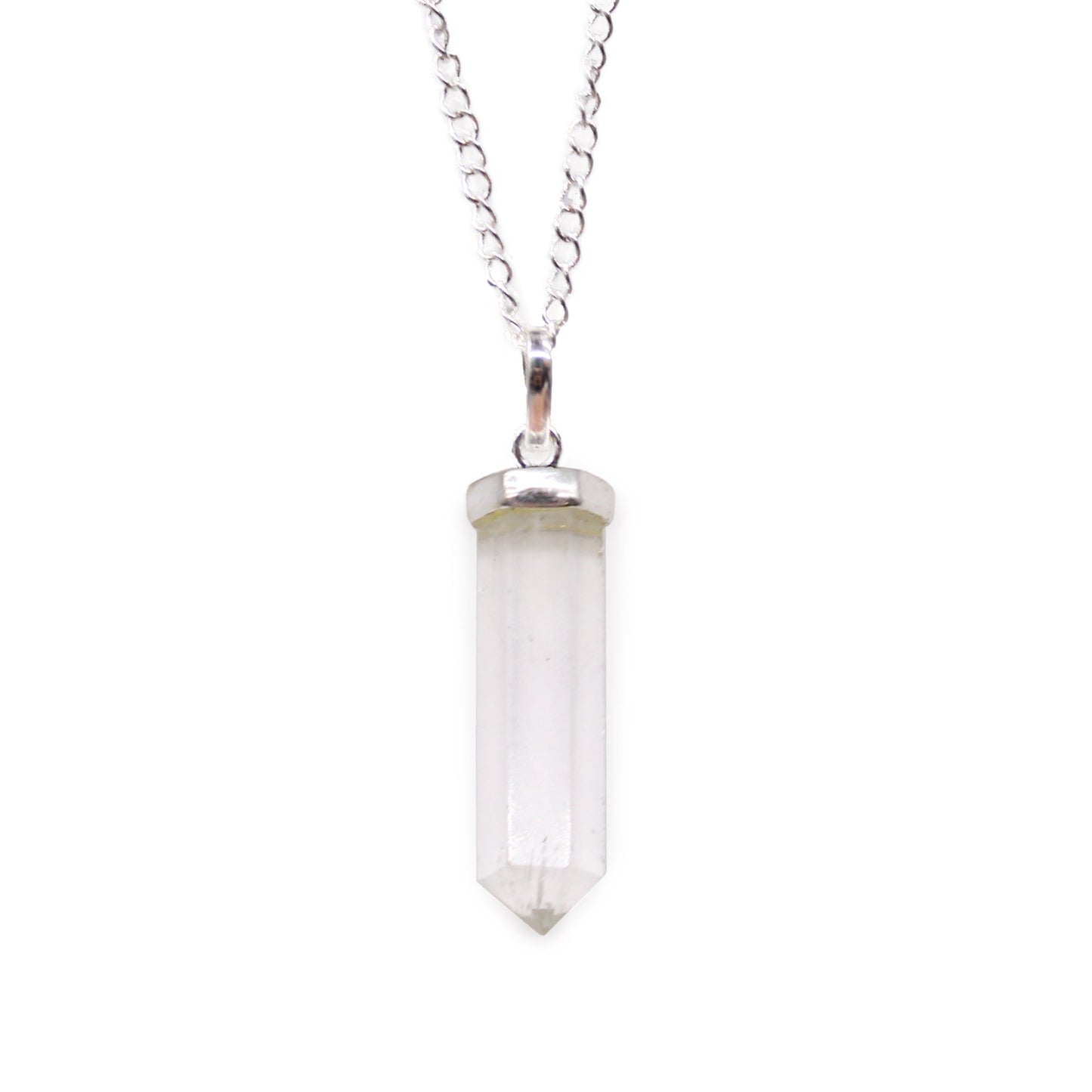 Gemstone Classic Point Pendant Necklace - Rock Quartz product packaging on clean background from Quintessential Holistic Health Ltd