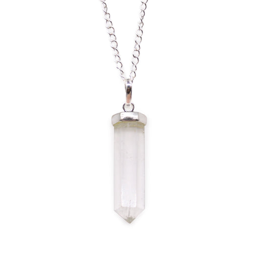 Gemstone Classic Point Pendant Necklace - Rock Quartz product packaging on clean background from Quintessential Holistic Health Ltd