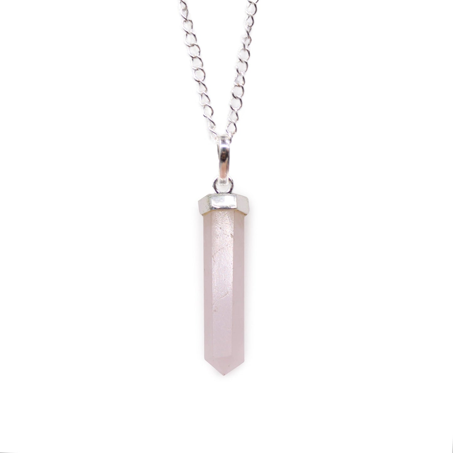 Gemstone Classic Point Pendant Necklace - Rose Quartz product packaging on clean background from Quintessential Holistic Health Ltd