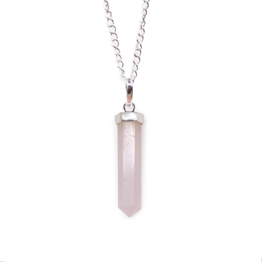 Gemstone Classic Point Pendant Necklace - Rose Quartz product packaging on clean background from Quintessential Holistic Health Ltd