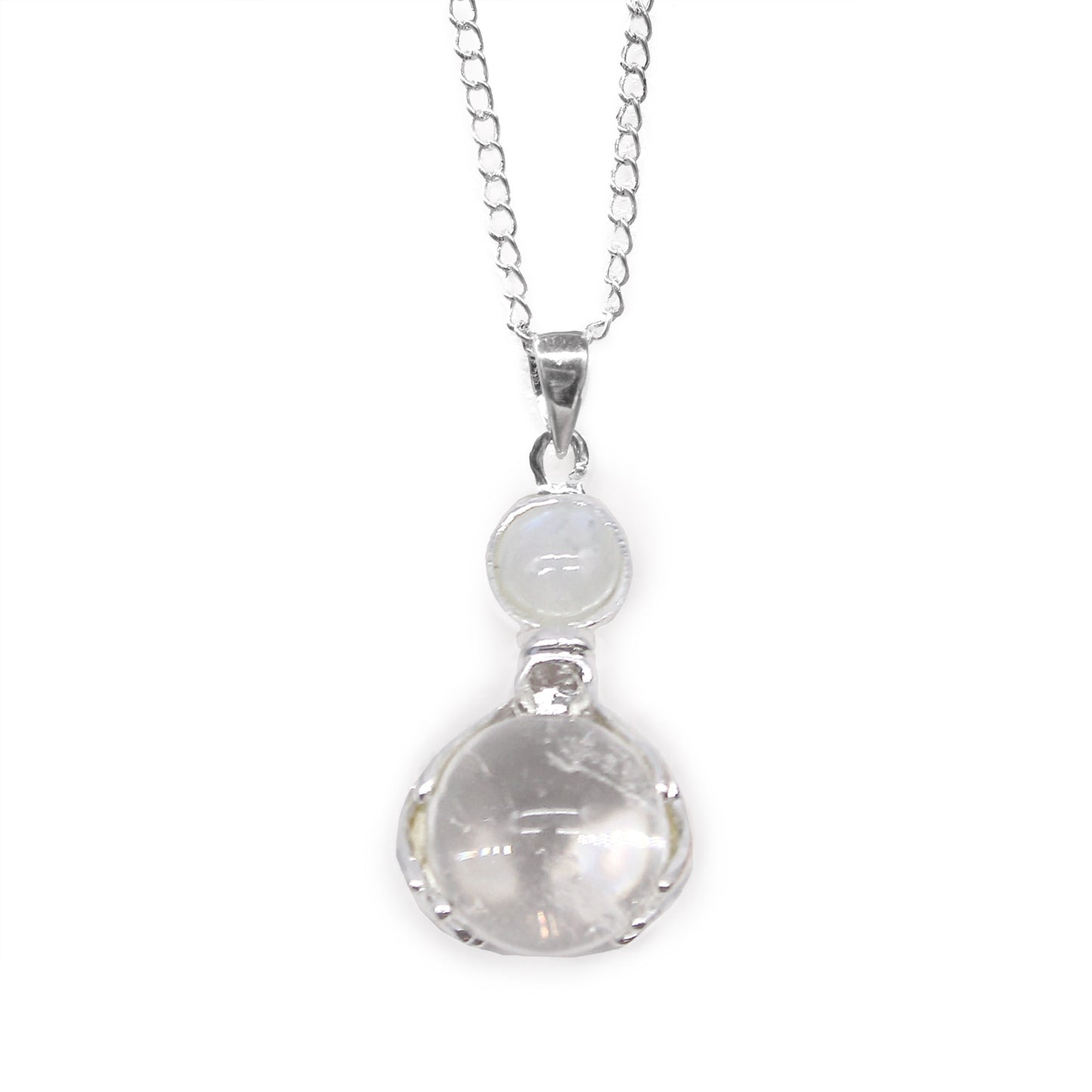 Gemstone Healing Hands Pendant Necklace - Rock Quartz product packaging on clean background from Quintessential Holistic Health Ltd