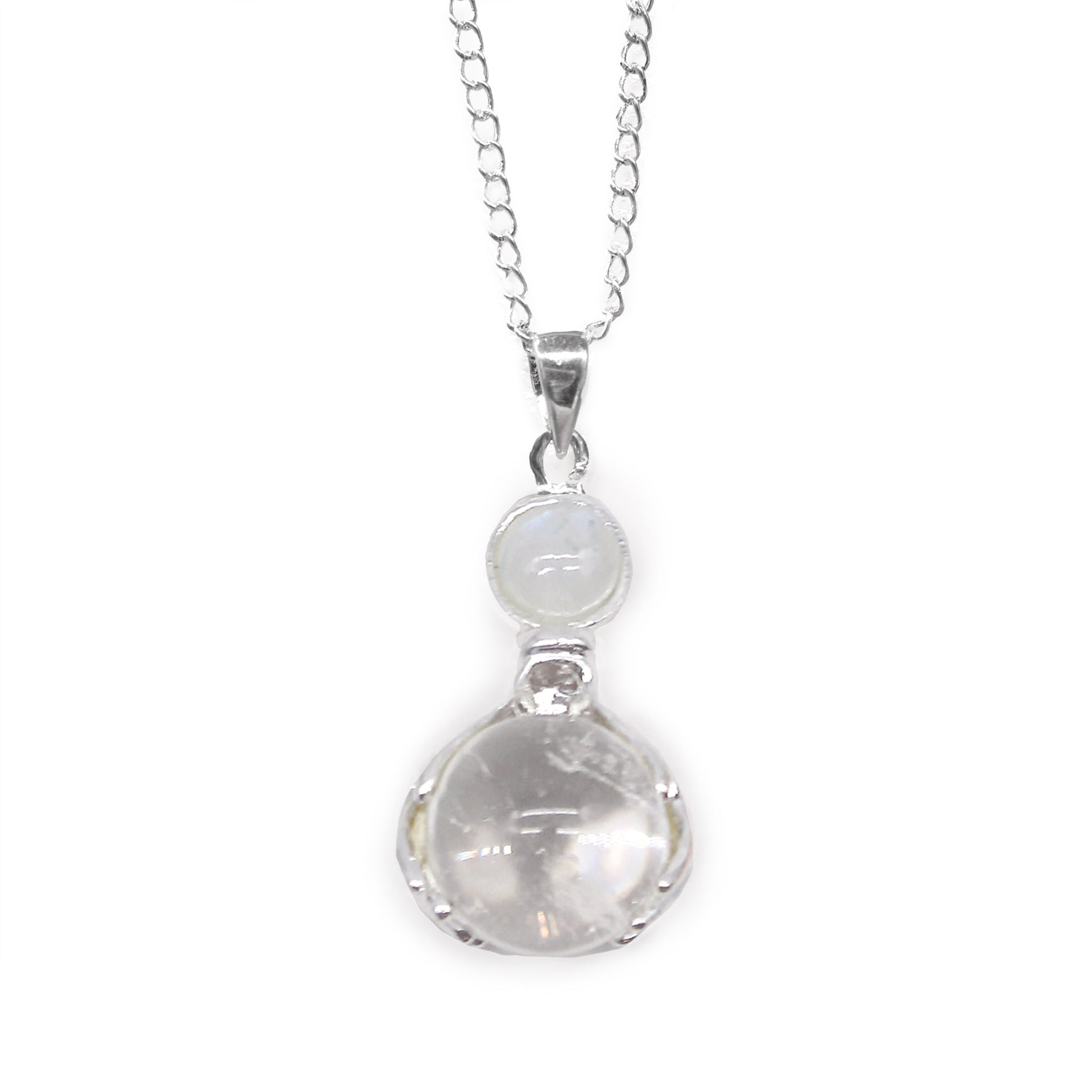 Gemstone Healing Hands Pendant Necklace - Rock Quartz product packaging on clean background from Quintessential Holistic Health Ltd