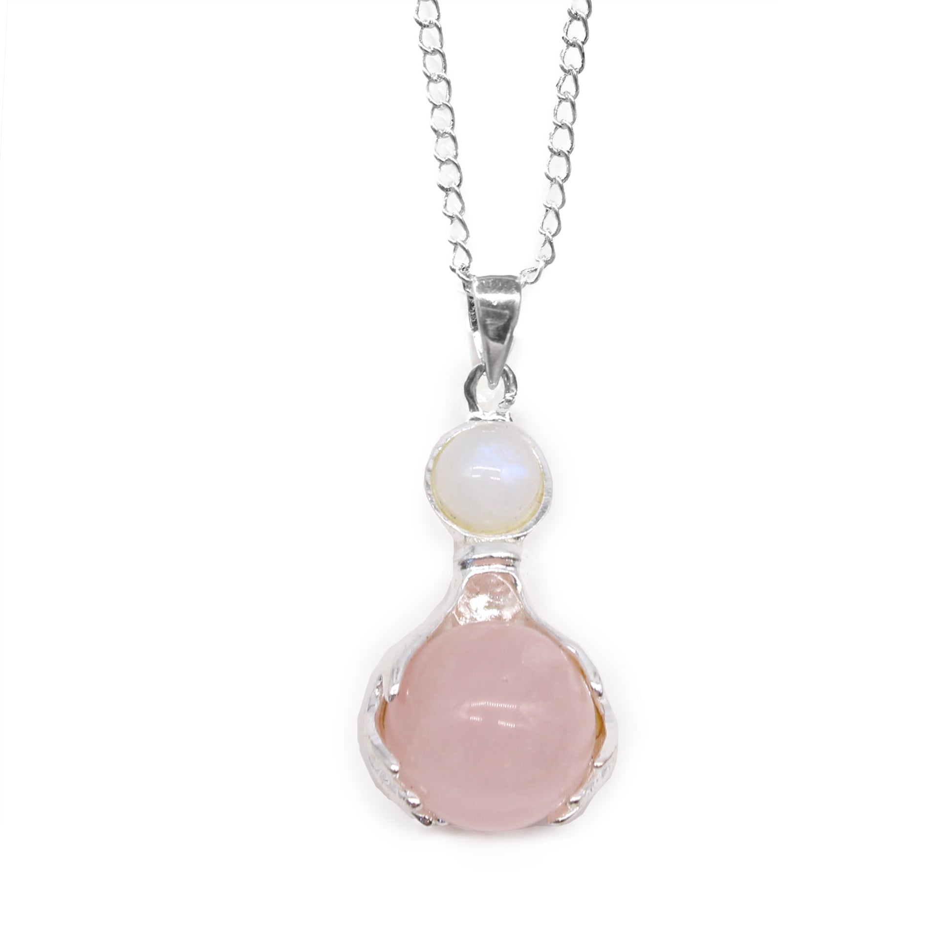 Gemstone Healing Hands Pendant Necklace - Rose Quartz product packaging on clean background from Quintessential Holistic Health Ltd