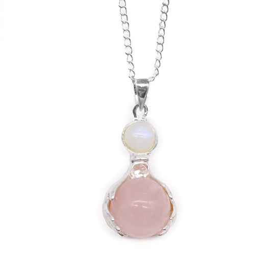 Gemstone Healing Hands Pendant Necklace - Rose Quartz product packaging on clean background from Quintessential Holistic Health Ltd