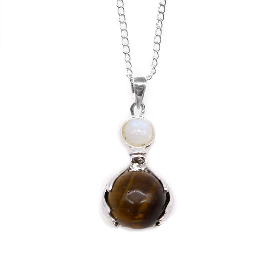 Gemstone Healing Hands Pendant Necklace - Tigers Eye product packaging on clean background from Quintessential Holistic Health Ltd